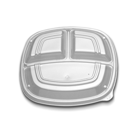 Forum Forum 10 3 Compartment Clear Low Dome Vented Square Dome Lid, PK160 CL213-1003C-1